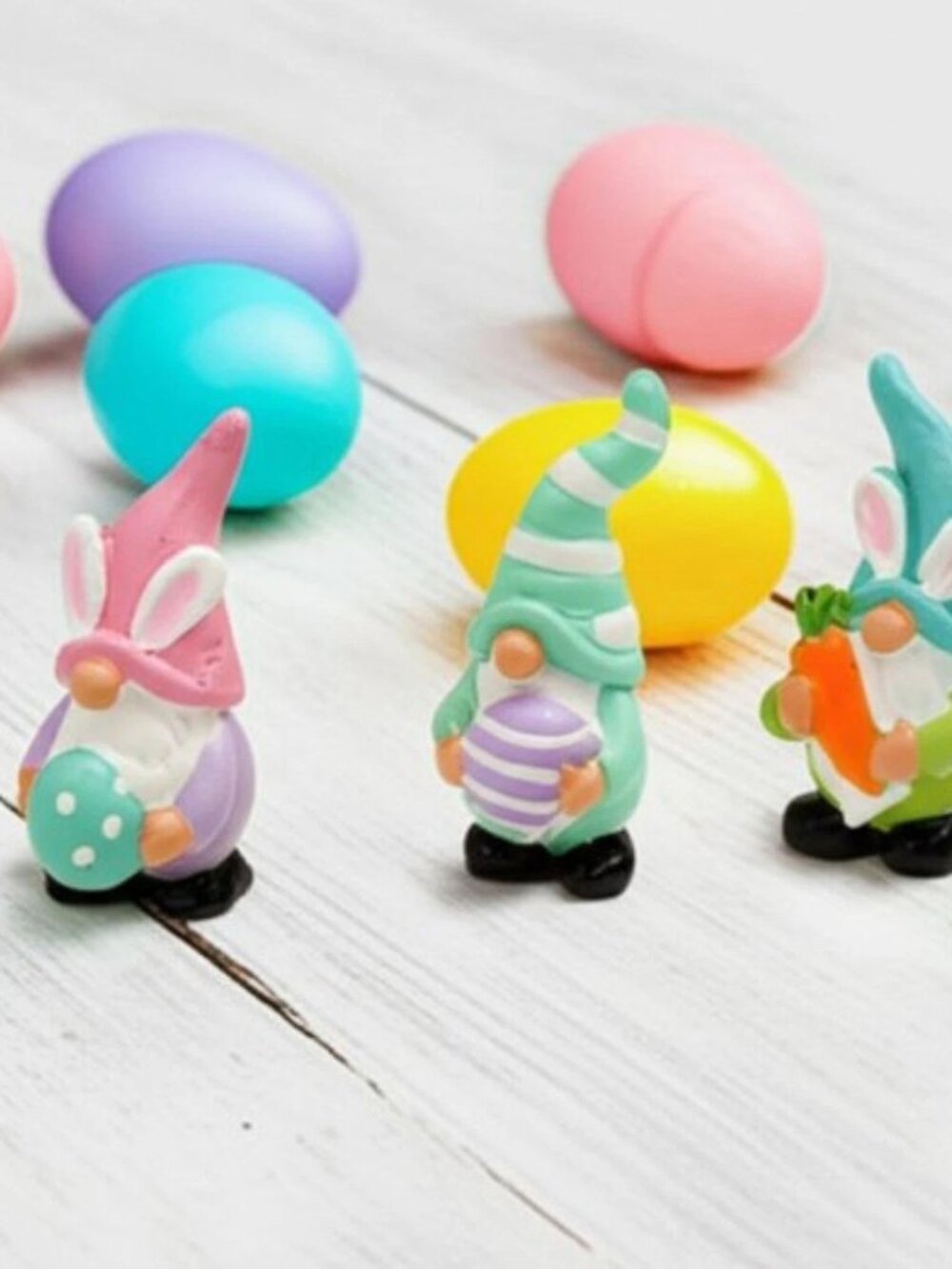 3 Miniature Easter Gnomes Tiny Bunny Ear Decor